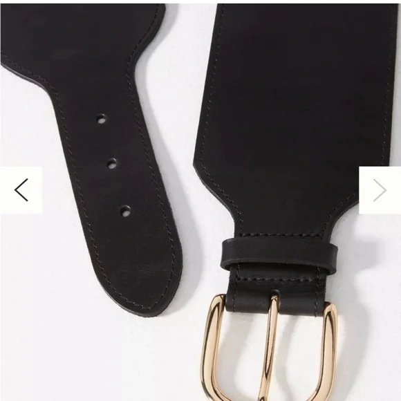 Black leather wide belt - Picture 2 of 11